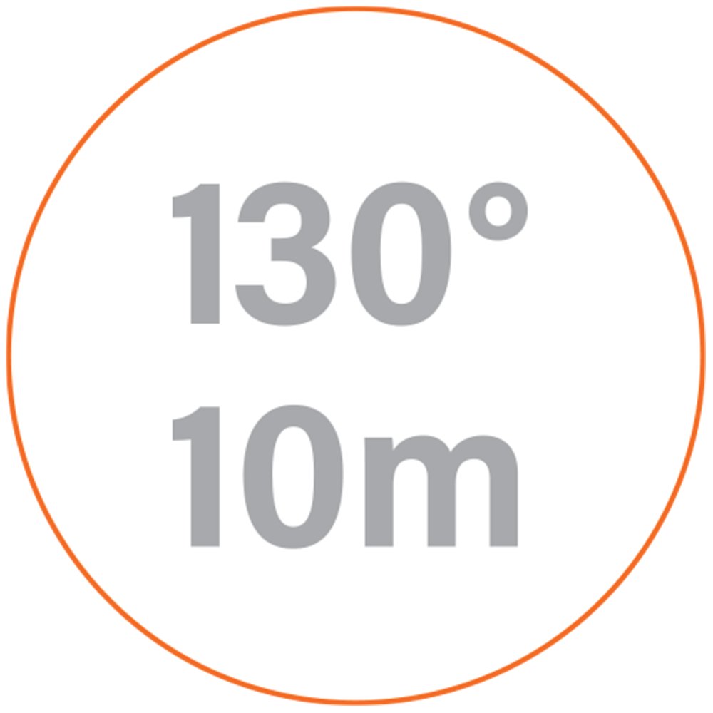 Icône de portée de détection à 130 degrés