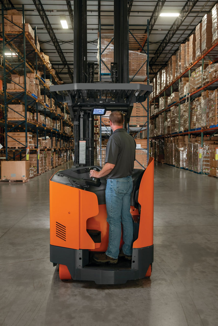 forklift operator on toyota reach truck